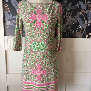 Taylor Pink and Green Long Sleeve Dress Sz 4P